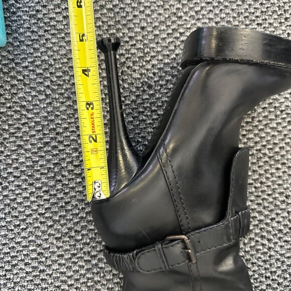 Kenzo Leather Tall Boots Black High Heel Platform Size 37 Going Out Dressy - Picture 14 of 15